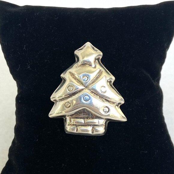 VTG Sterling Silver 925 Mexico Hollow Christmas Tree Brooch Pendant - Picture 2 of 16